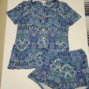 Soma Blue Button Up Pajama Set- Small and Medium